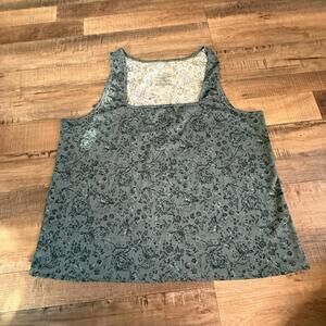 Live 2 Lounge Ribbed Tank Top Women's Size XL Green Square Neck Stretch Sleep